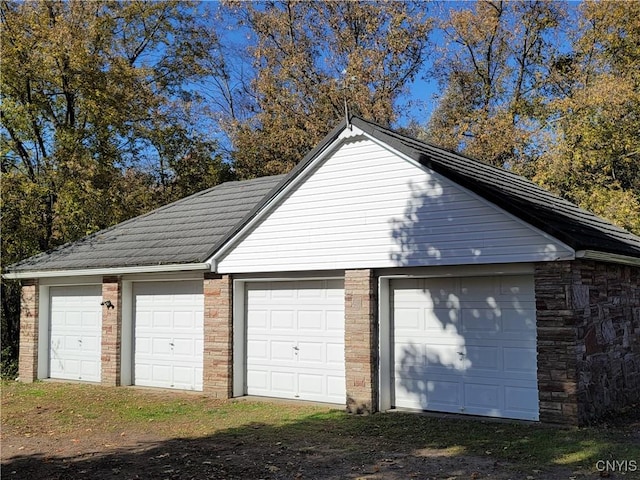 view of detached garage