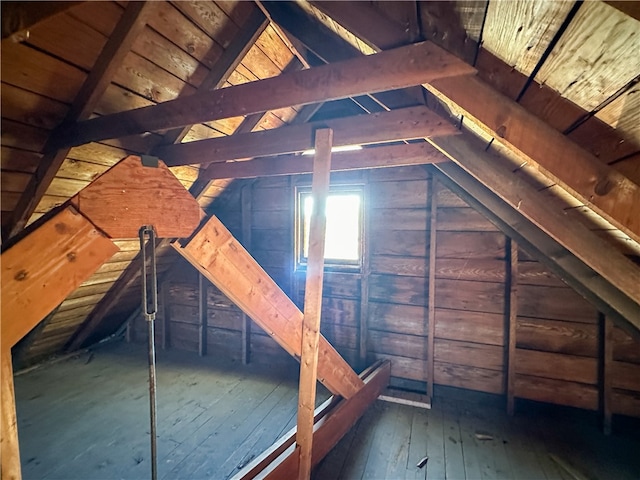 view of unfinished attic