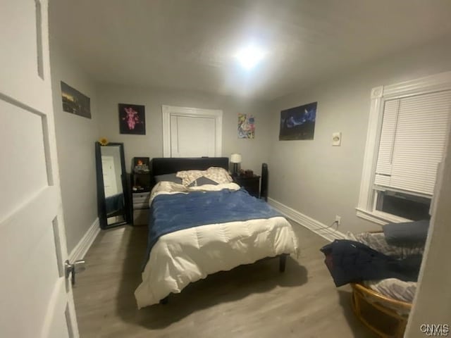 bedroom with wood-type flooring