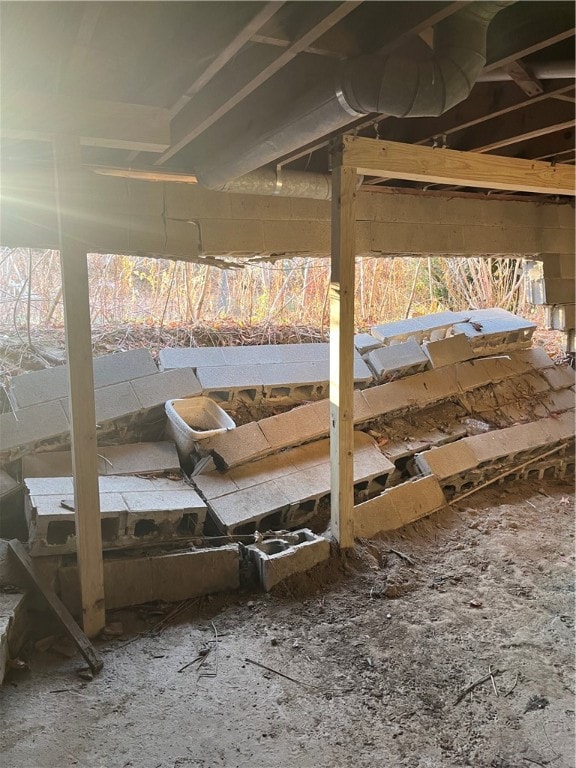 view of unfinished attic