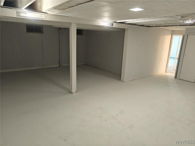 view of finished basement