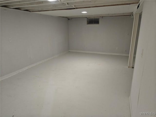 view of finished basement