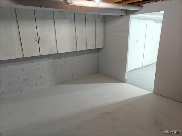 view of unfinished basement