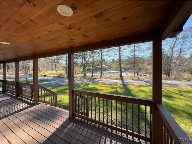 deck with a lawn