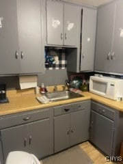 kitchen featuring gray cabinets and sink