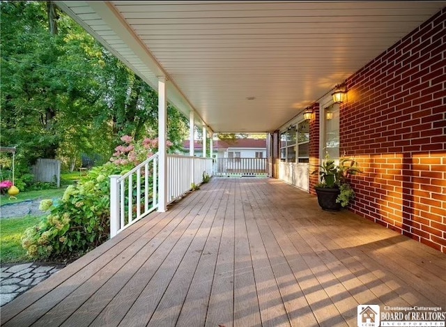 deck with covered porch