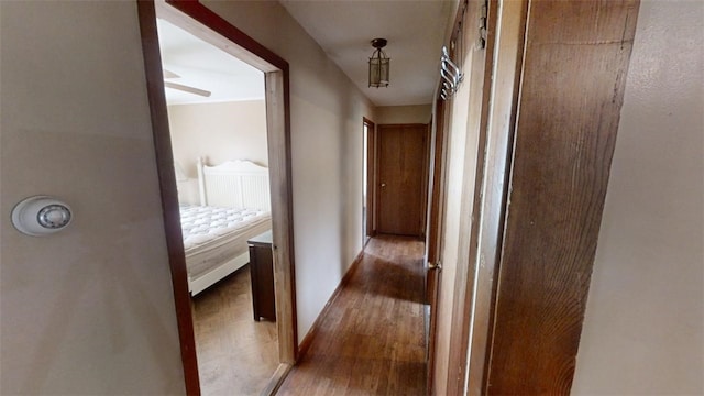 corridor featuring dark hardwood / wood-style floors