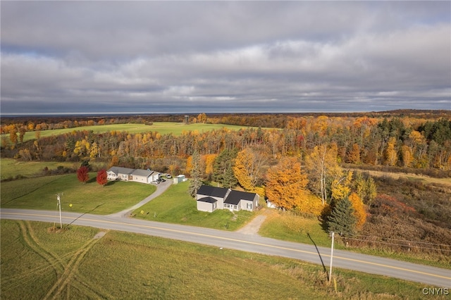 aerial view with a rural view