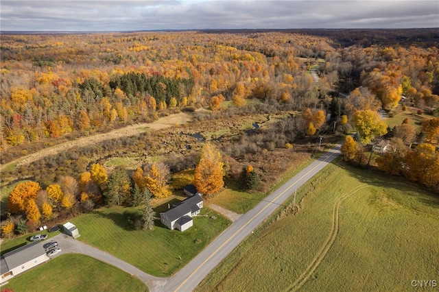 birds eye view of property with a rural view