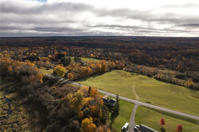 birds eye view of property featuring a rural view