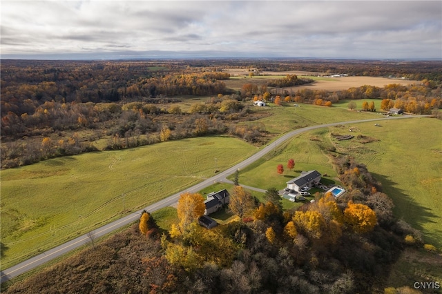 drone / aerial view with a rural view