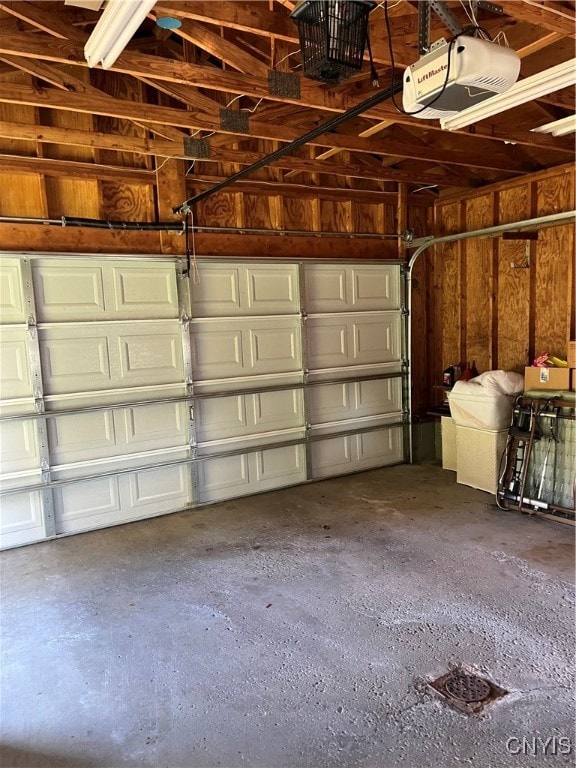 garage with a garage door opener