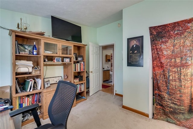 view of carpeted office space