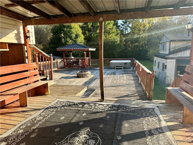 deck featuring a gazebo