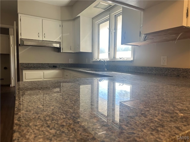 kitchen featuring white cabinetry, sink, and wood-type flooring