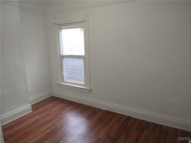 unfurnished room featuring dark wood-type flooring