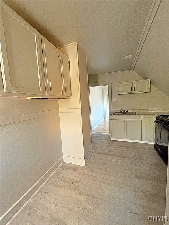 interior space featuring sink and light hardwood / wood-style flooring