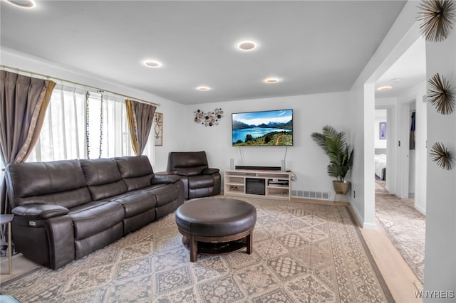 living room with carpet floors