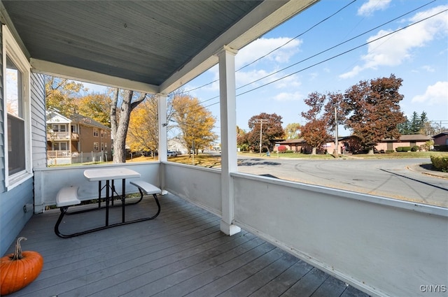 wooden deck with covered porch