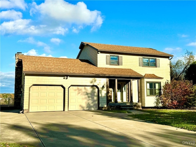 view of front property with a garage