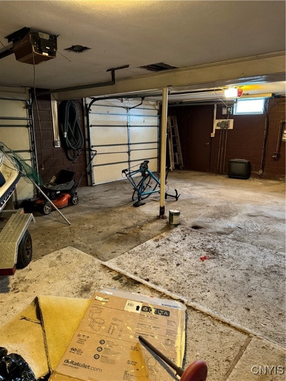 garage with a garage door opener