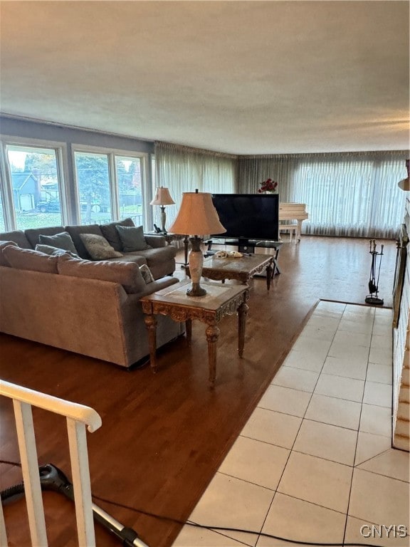 view of tiled living room