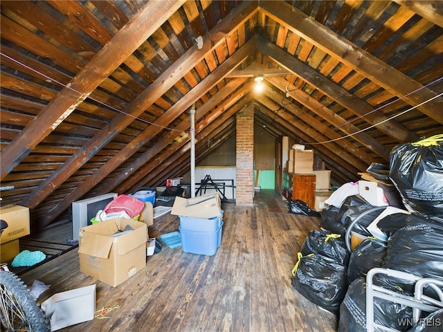 view of unfinished attic