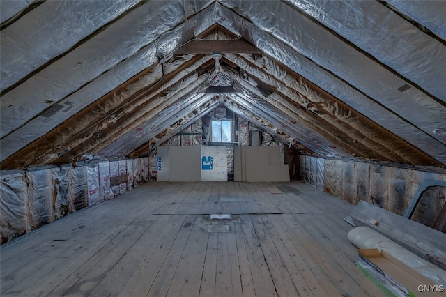 view of unfinished attic