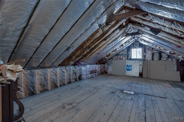 view of unfinished attic