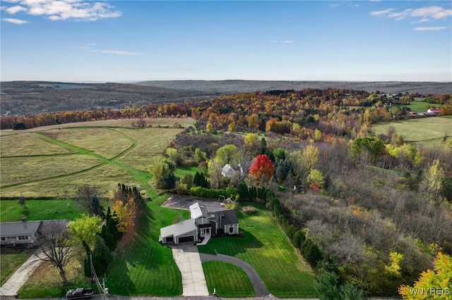 aerial view with a rural view