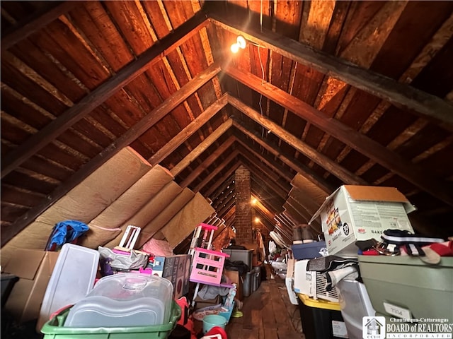 view of unfinished attic