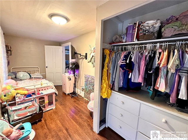 bedroom featuring a closet and hardwood / wood-style floors