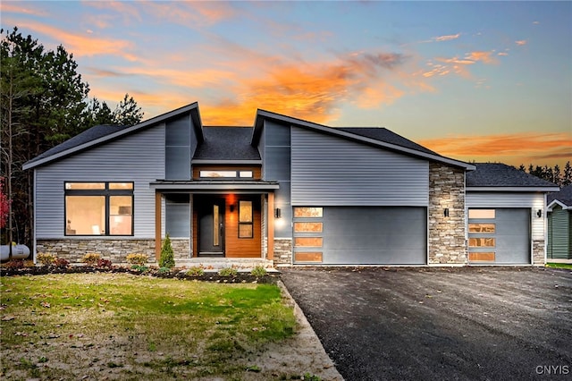 contemporary house featuring a garage