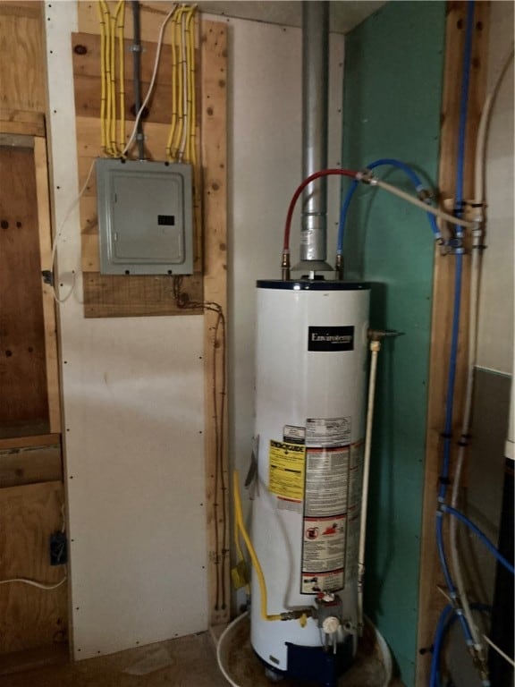 utilities with electric panel and water heater