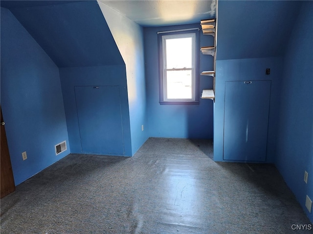 bonus room featuring carpet floors and vaulted ceiling