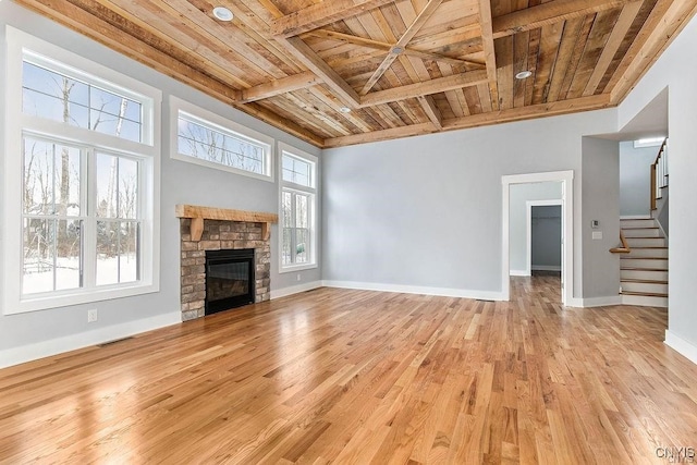 1015 Cold Springs Rd, Salina, NY 13088 - unfurnished living room with wood ceiling and a wealth of natural light