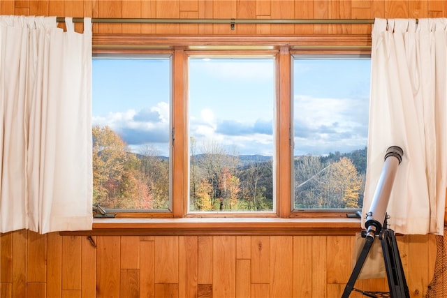 room details with wooden walls