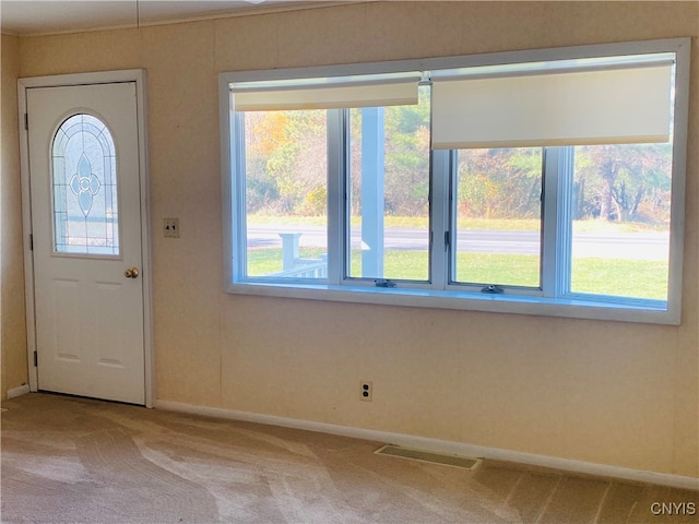 view of carpeted entrance foyer