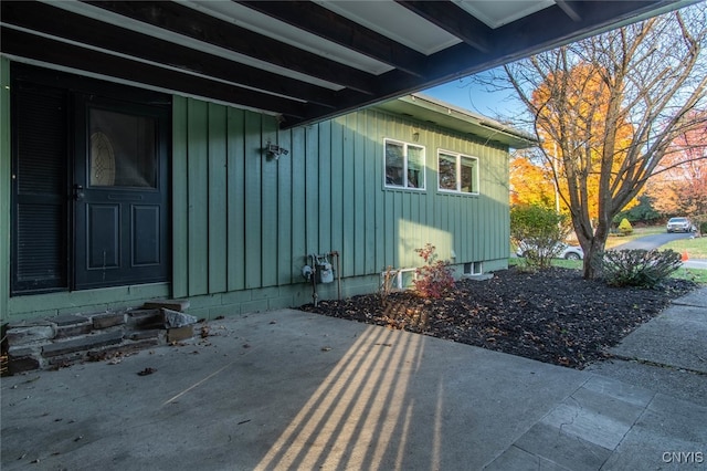 view of home's exterior with a patio