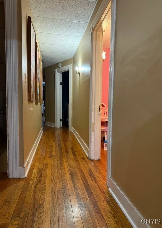 hallway with hardwood / wood-style floors