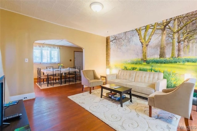 living room with wood-type flooring