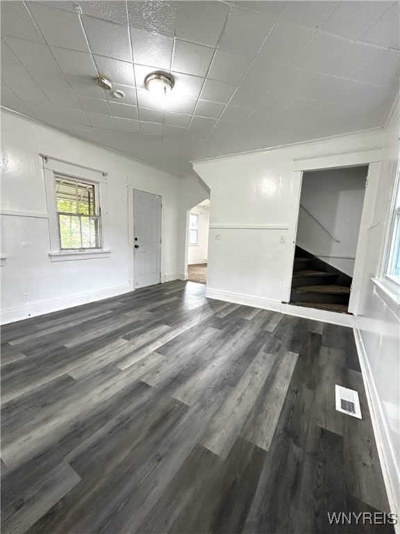 unfurnished living room with hardwood / wood-style flooring