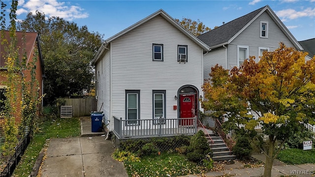 view of front of house with a wooden deck