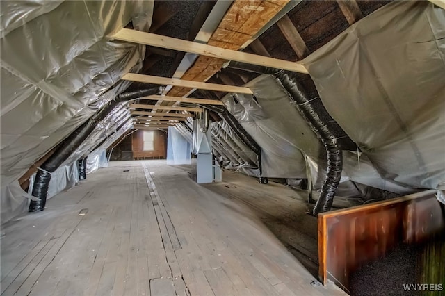 view of unfinished attic