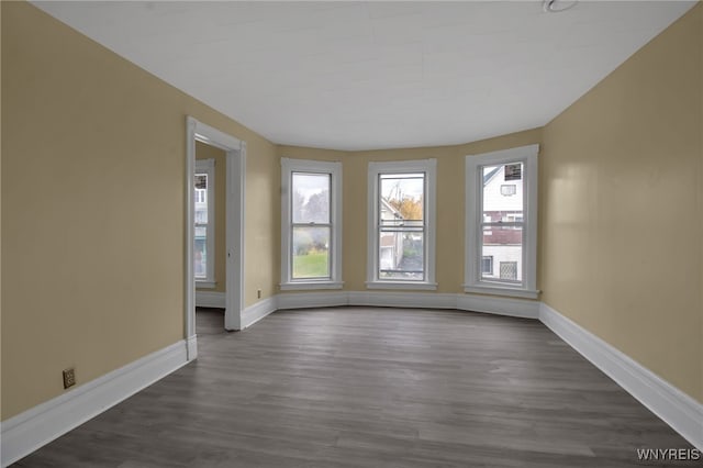 spare room featuring dark hardwood / wood-style flooring