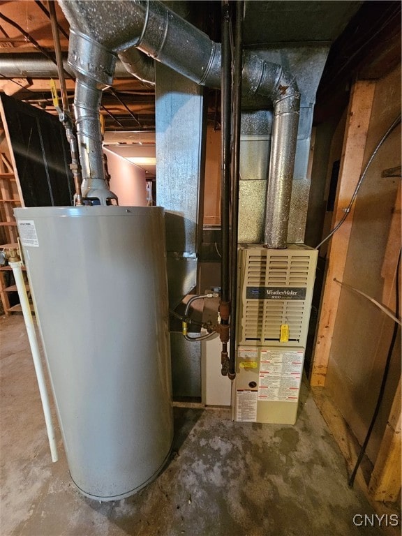 utility room with gas water heater