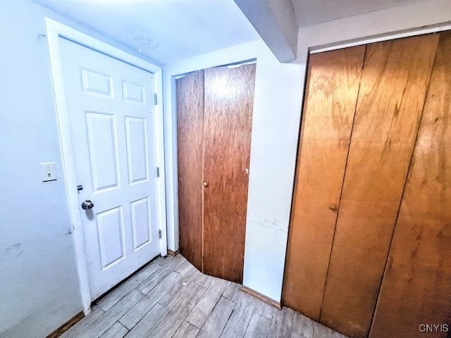 hall featuring light hardwood / wood-style floors