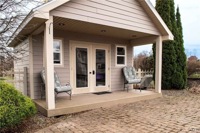 exterior space featuring french doors