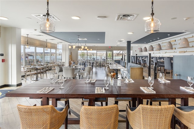 dining room featuring light hardwood / wood-style flooring