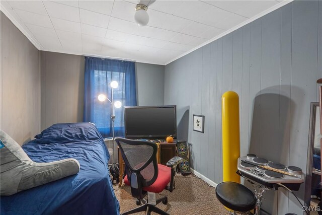 26 W 2nd St, Oswego-City, NY 13126 - carpeted bedroom featuring crown molding and baseboards